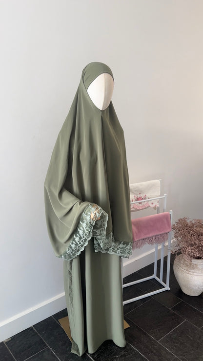 LACE KHIMAR SET GREEN