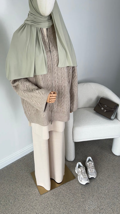 CABLE ZIPPER BEIGE