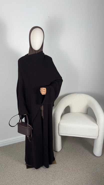 PONCHO ABAYA DARK BROWN