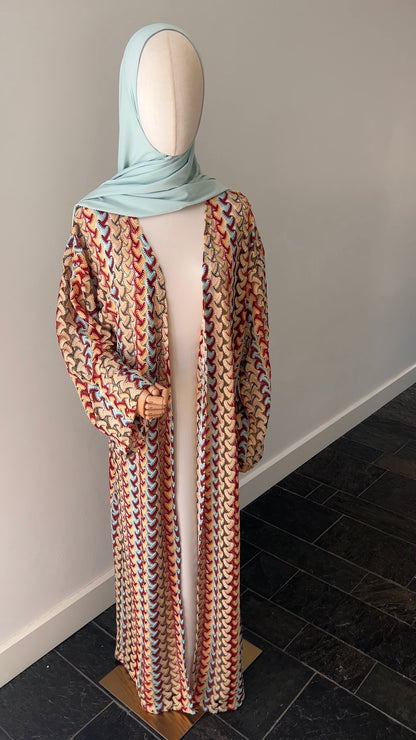 STRIPED KIMONO RED AQUA