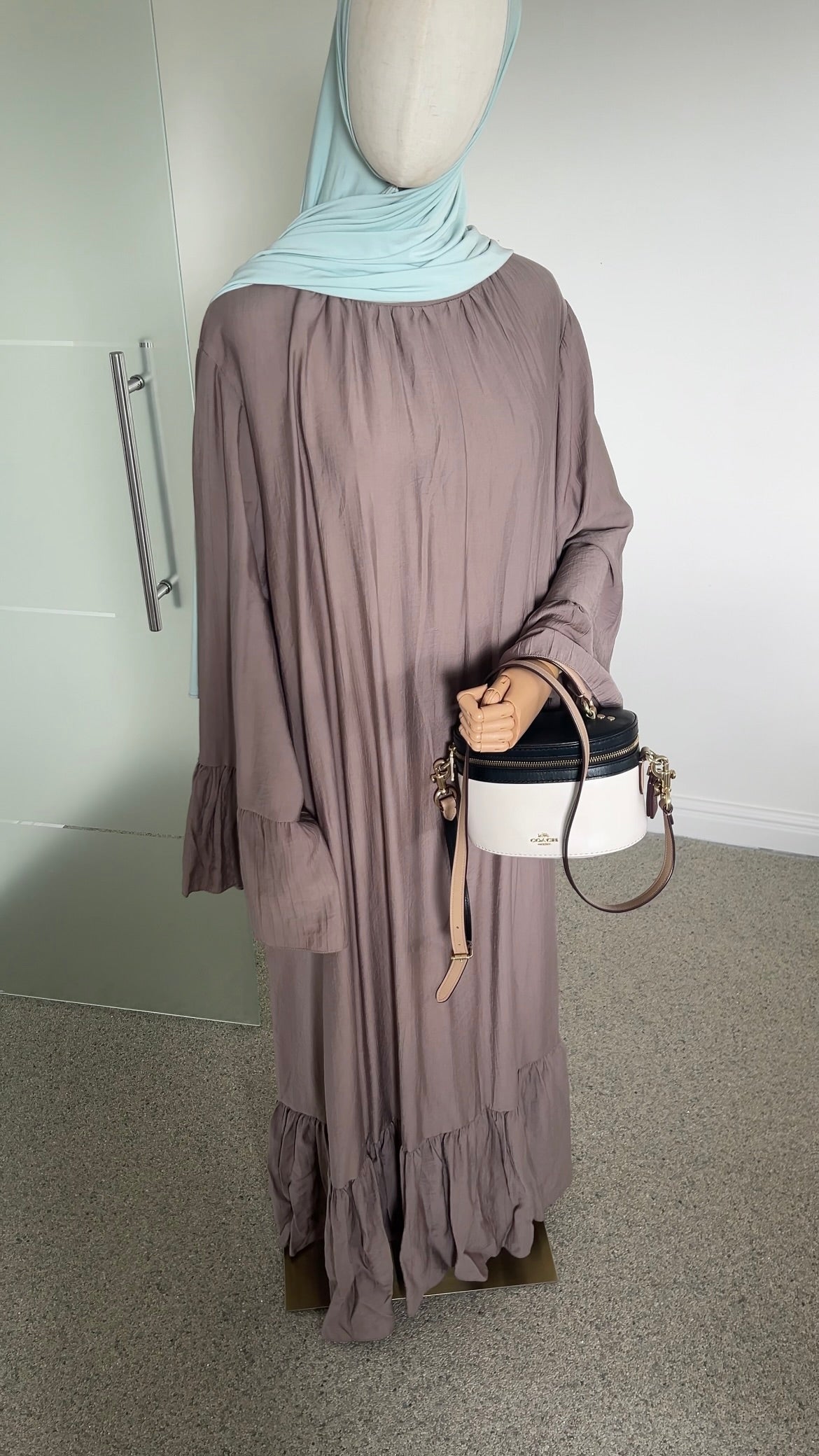 AIRY DRESS DARK TAUPE