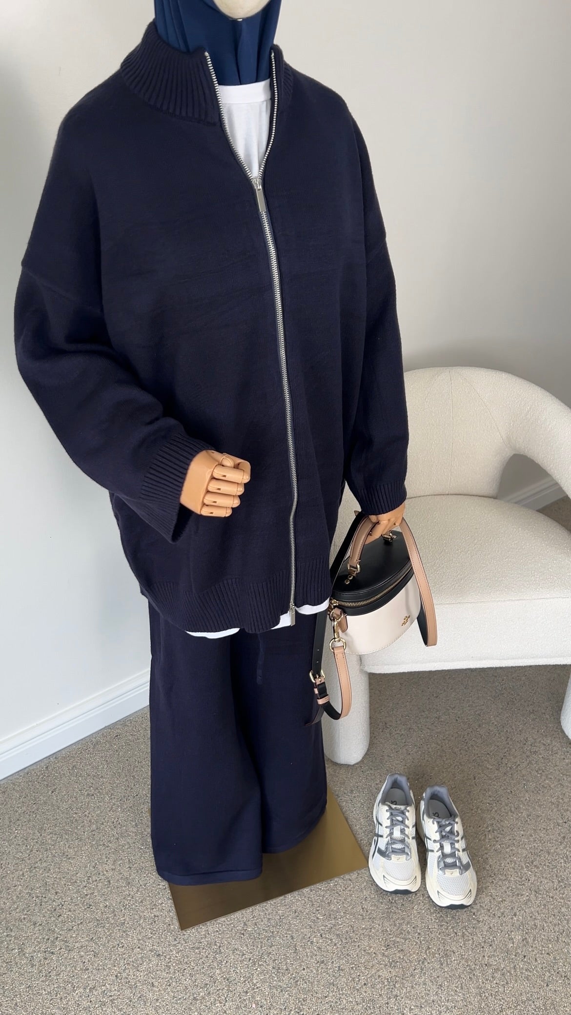 ZIP KNITTED SET NAVY
