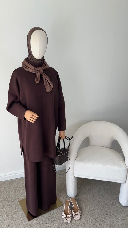 COTTON KNITTED SET BROWN