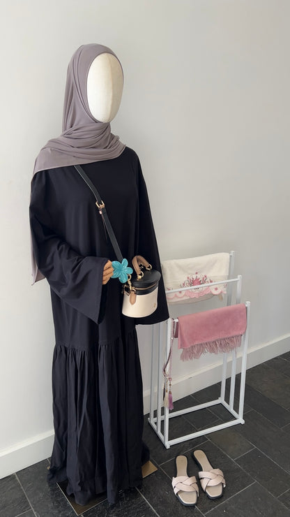 LONGSLEEVE RUFFLE DRESS BLACK
