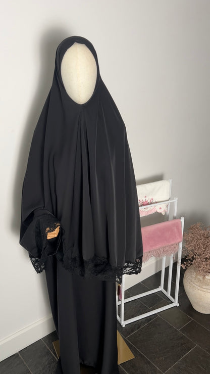 LACE KHIMAR SET BLACK