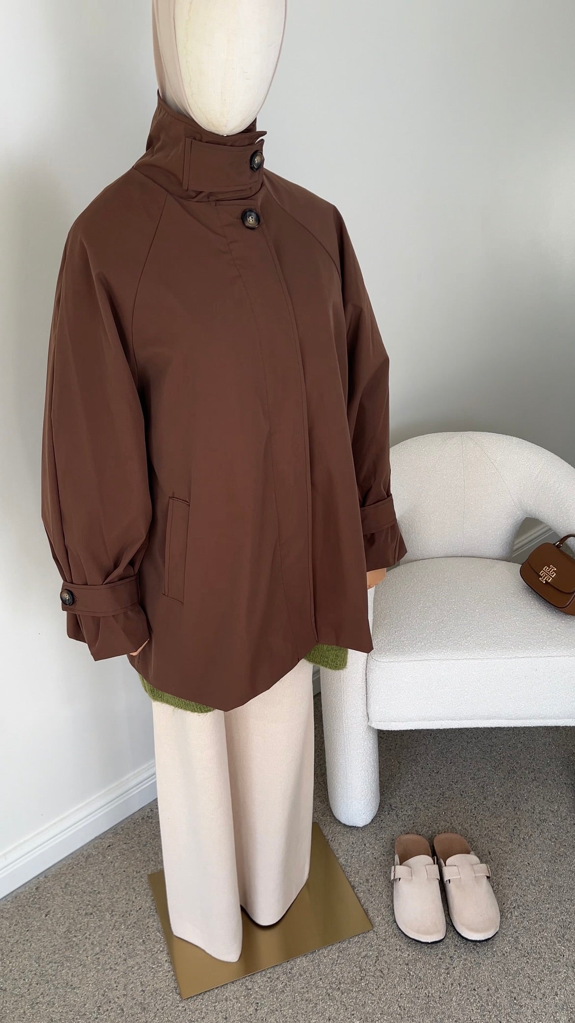 TRENCH COAT MIDI BROWN