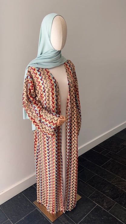 STRIPED KIMONO RED AQUA