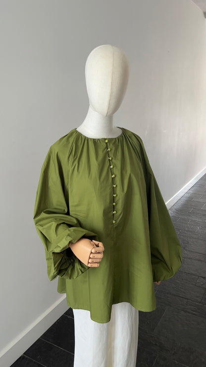 COTTON PUFF TOP OLIVE