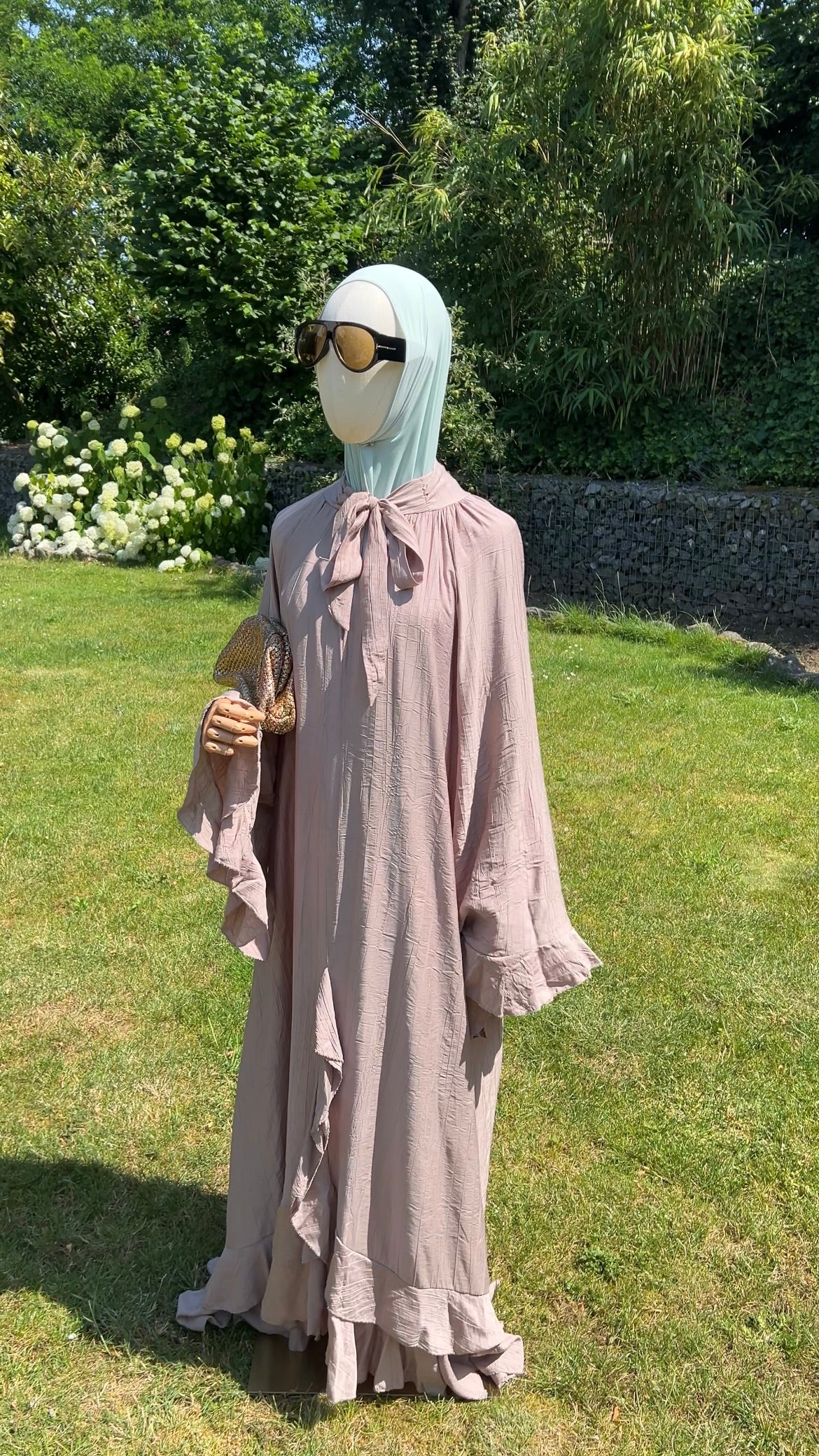 AIRY RUFFLE DRESS WARM TAUPE