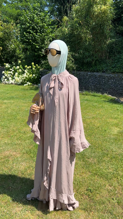 AIRY RUFFLE DRESS WARM TAUPE