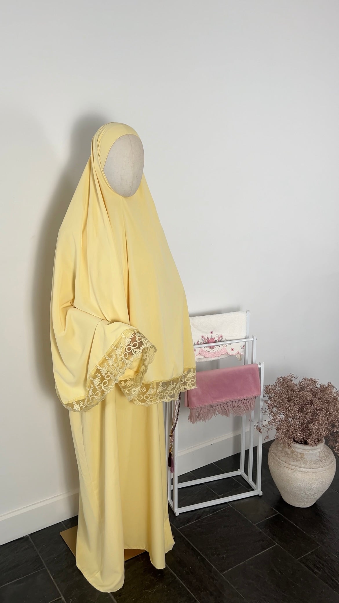 LACE KHIMAR SET BUTTERYELLOW