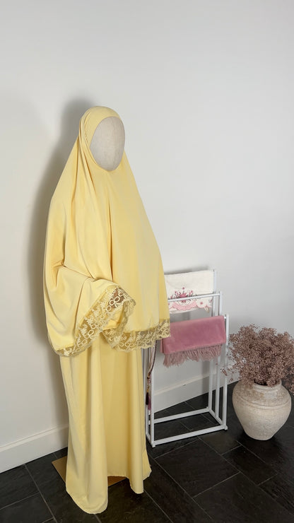 LACE KHIMAR SET BUTTERYELLOW