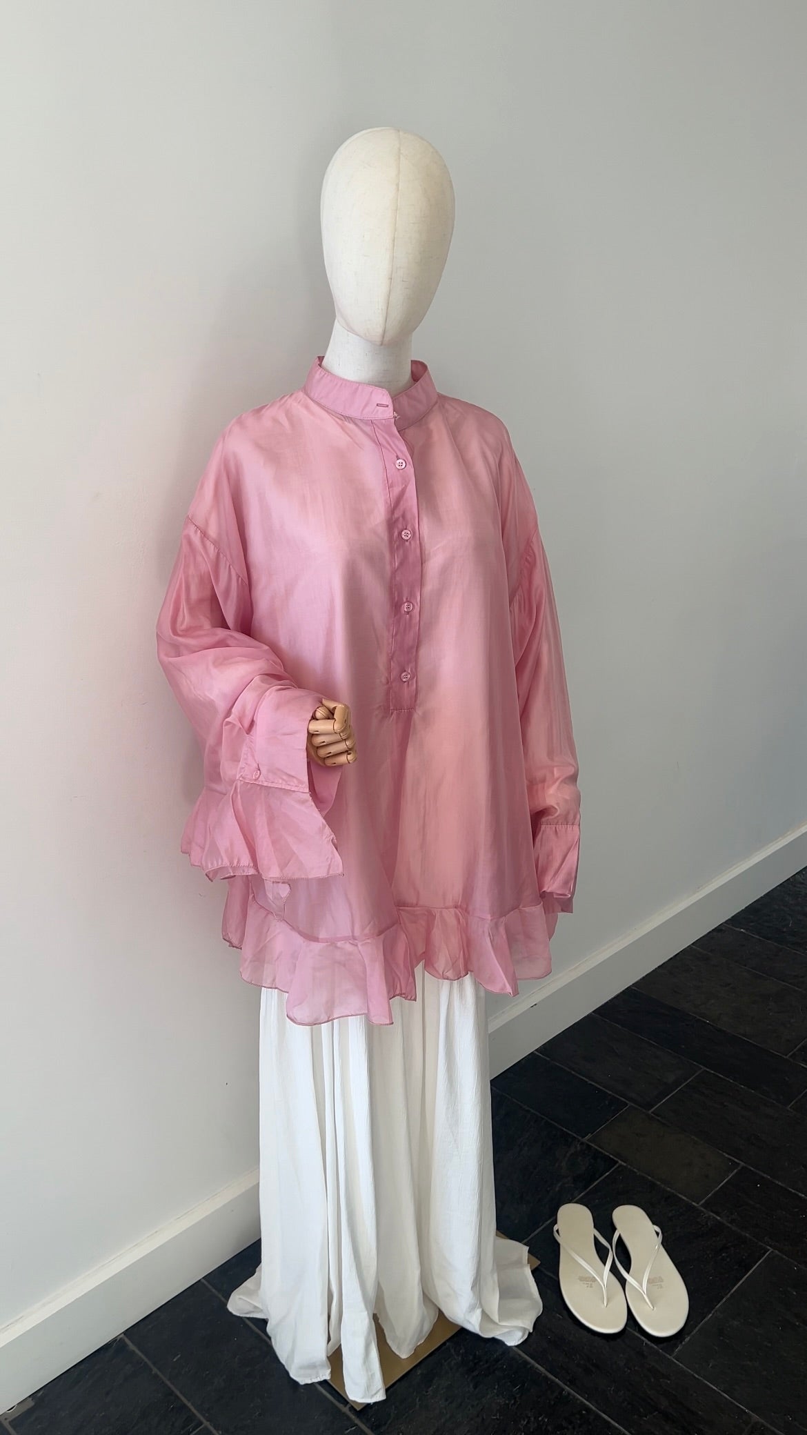 RUFFLE SHIRT ROSE (see through)