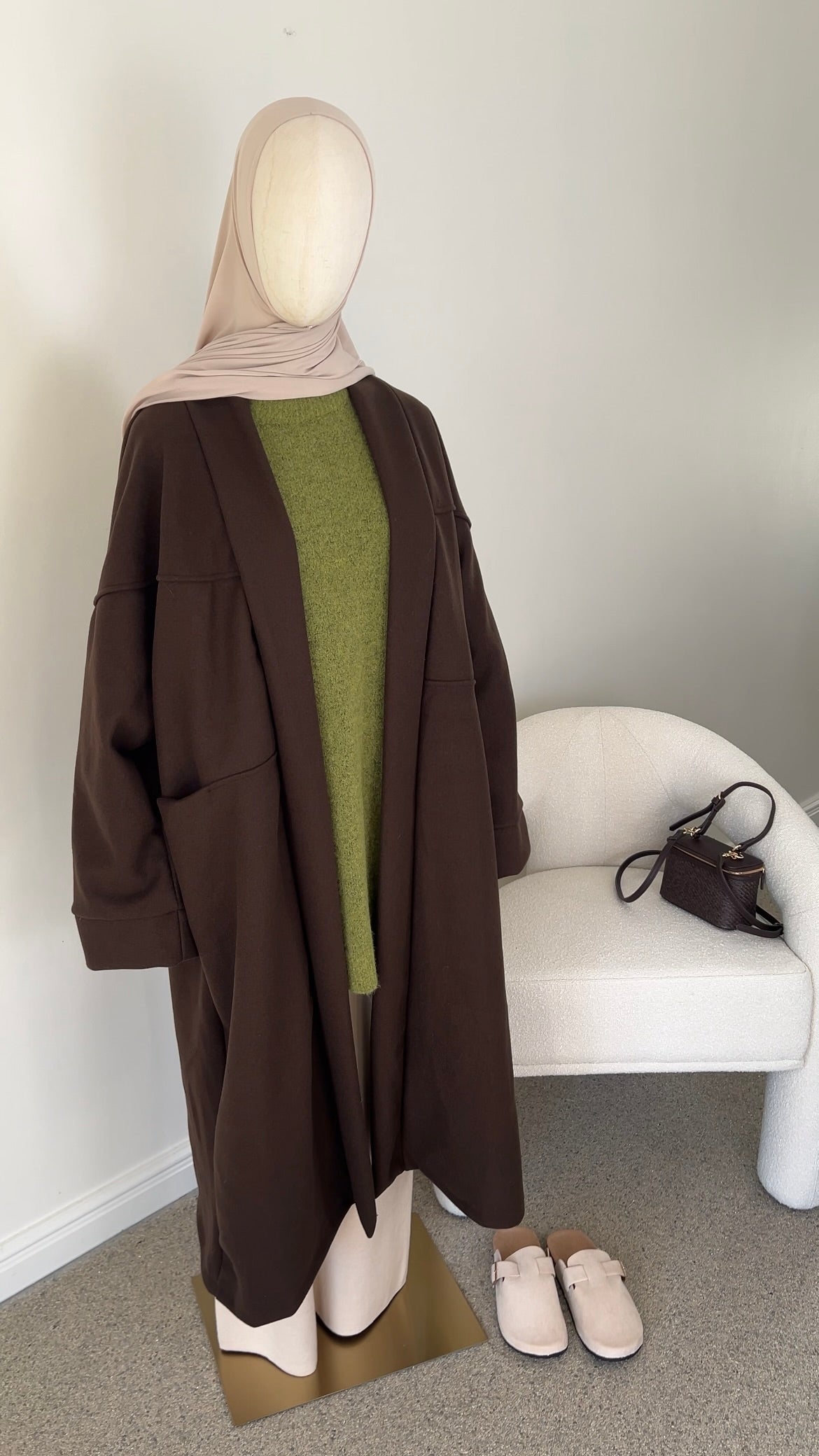 OVERSIZED COAT DARK BROWN