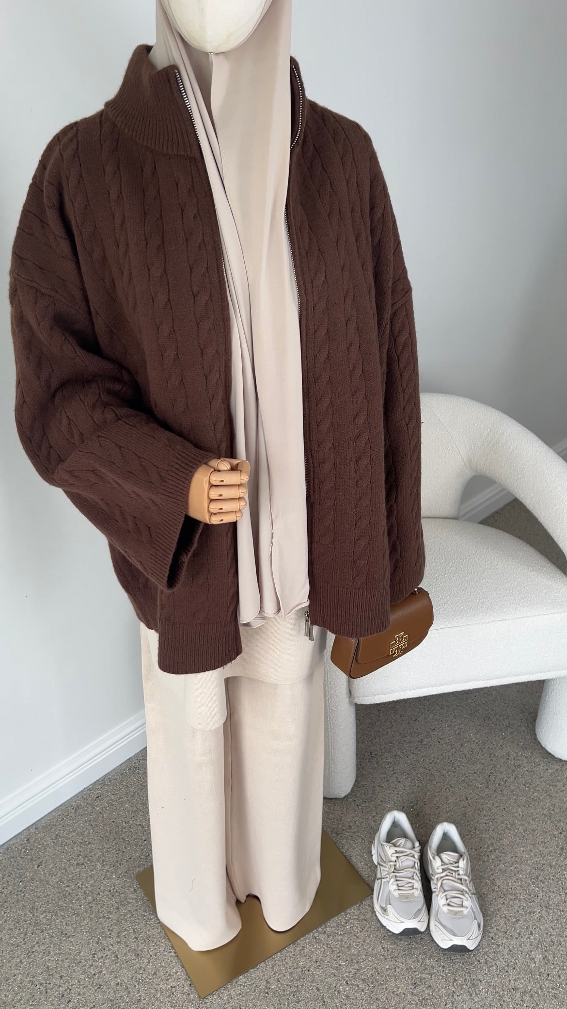 CABLE ZIPPER BROWN
