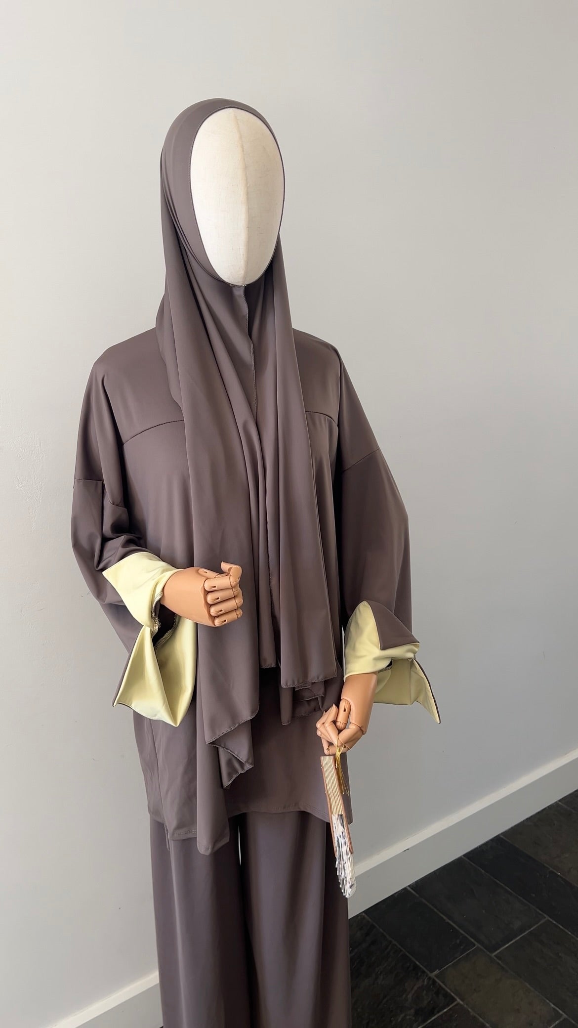SLEEVE BURKINI DARK TAUPE/YELLOW