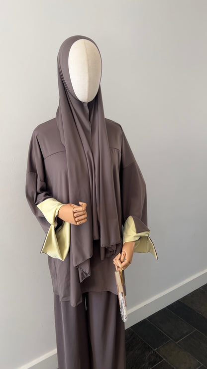 SLEEVE BURKINI DARK TAUPE/YELLOW