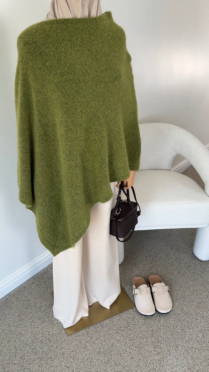 KNIT PONCHO OLIVE (RESTOCKING SOON)