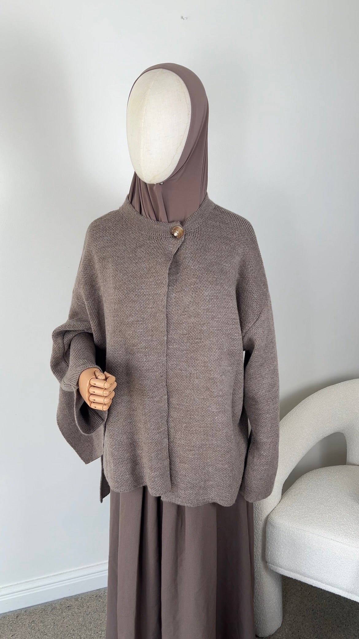 KNIT SCARF PONCHO TAUPE