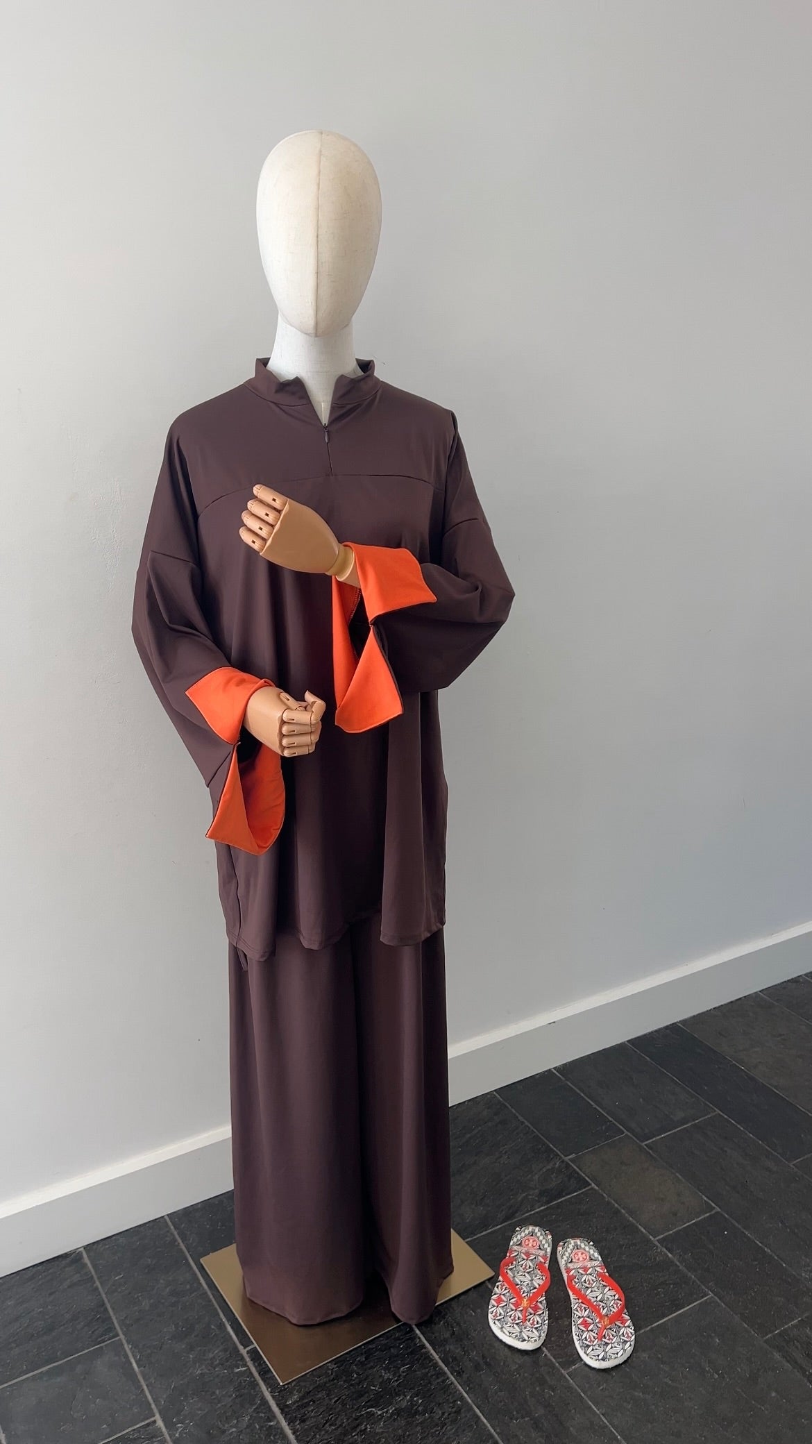 SLEEVE BURKINI CHOCO/ORANGE