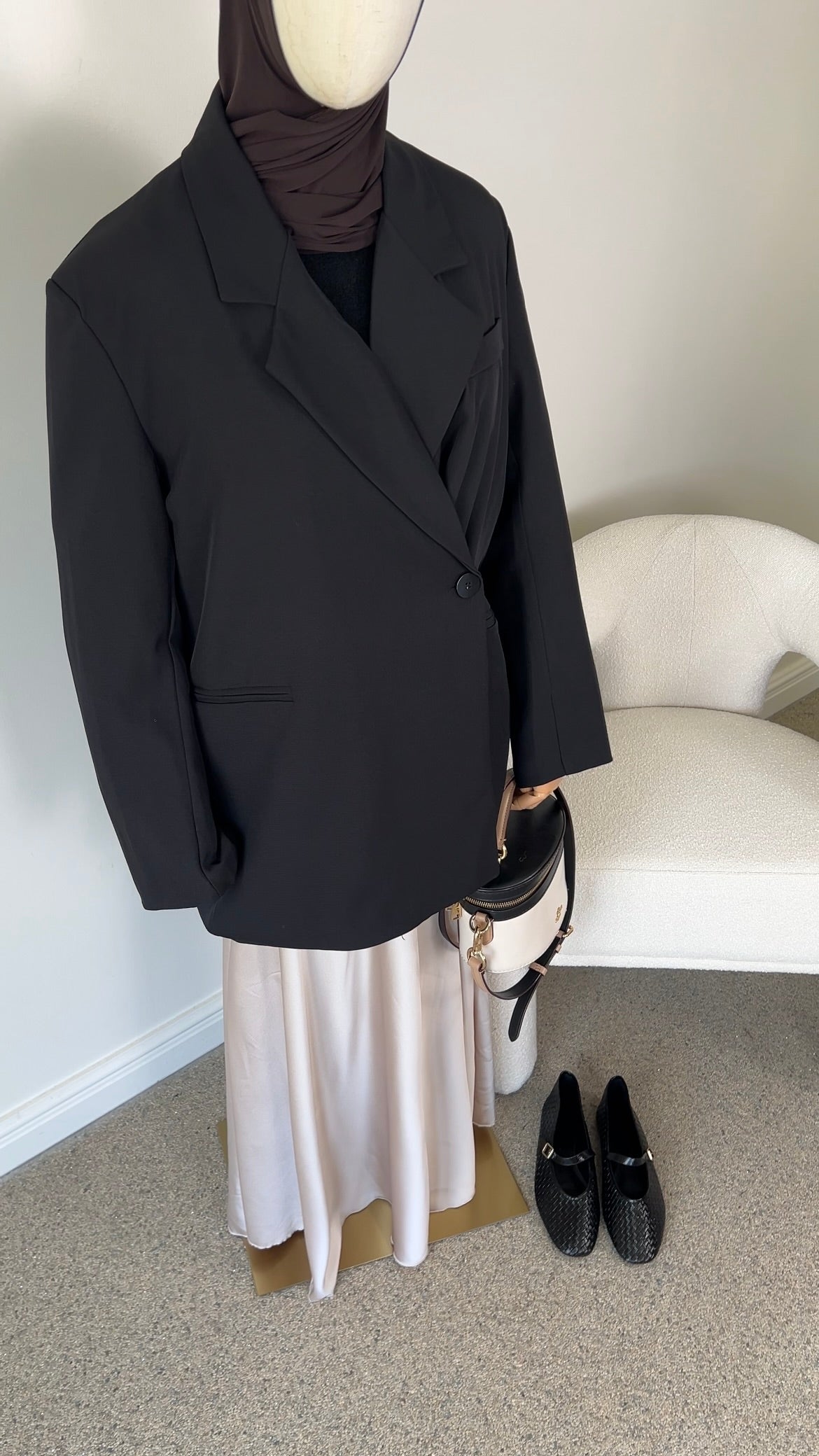 BUTTON BLAZER BLACK