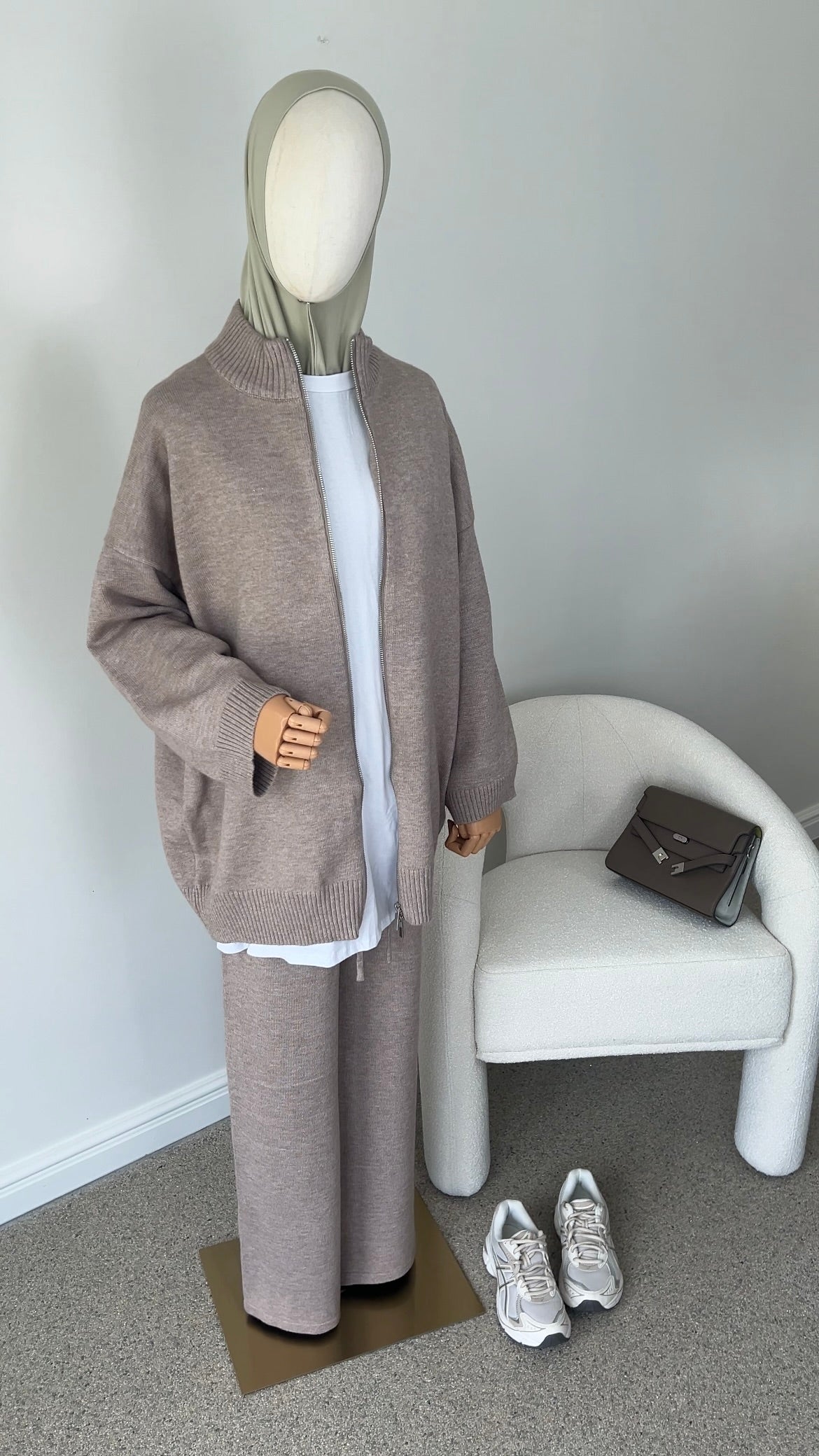 ZIP KNITTED SET TAUPE