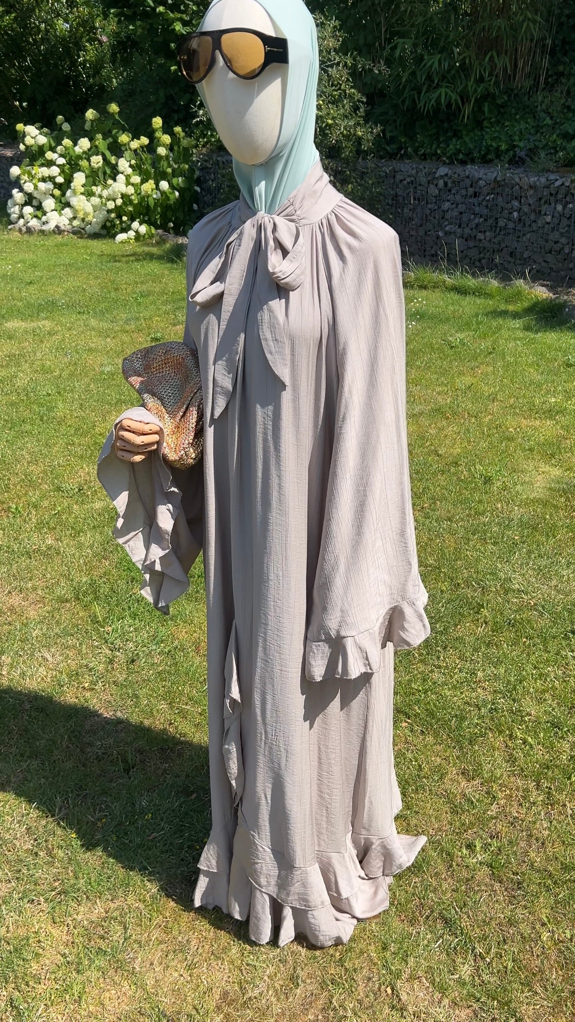 AIRY RUFFLE DRESS TAUPE