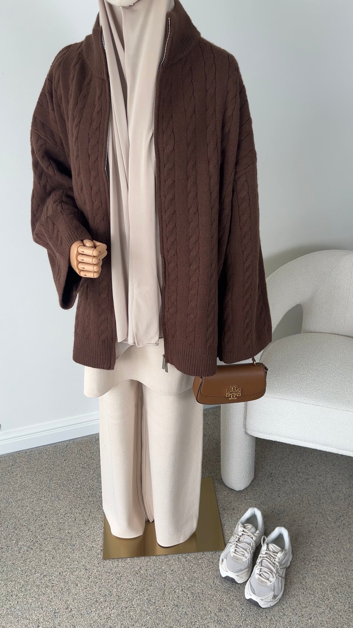 CABLE ZIPPER BROWN