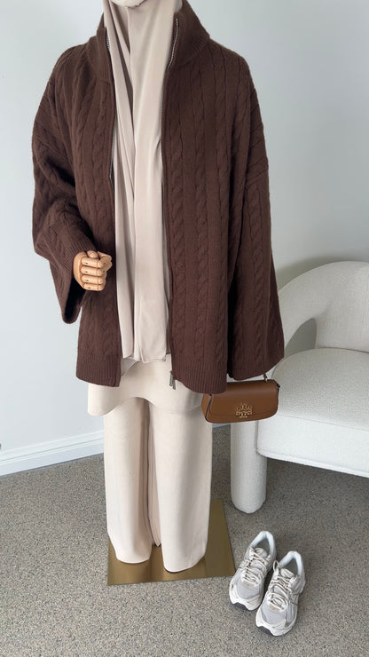 CABLE ZIPPER BROWN