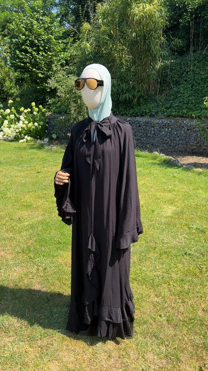 AIRY RUFFLE DRESS BLACK
