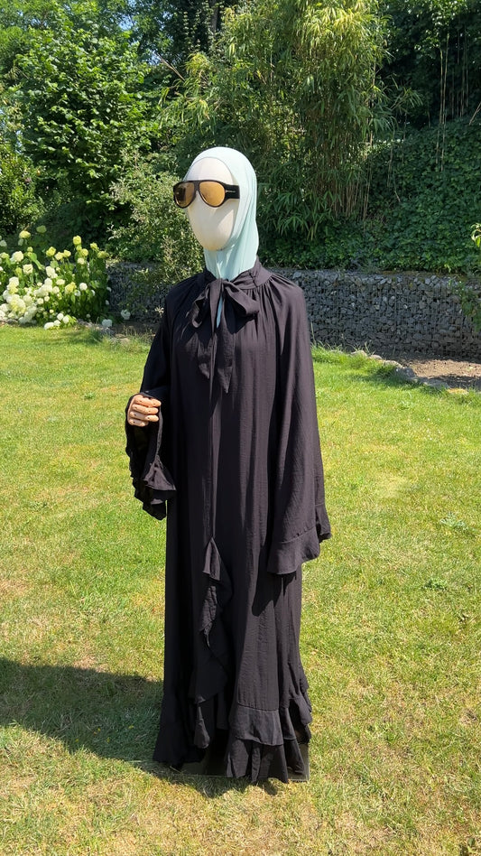 AIRY RUFFLE DRESS BLACK
