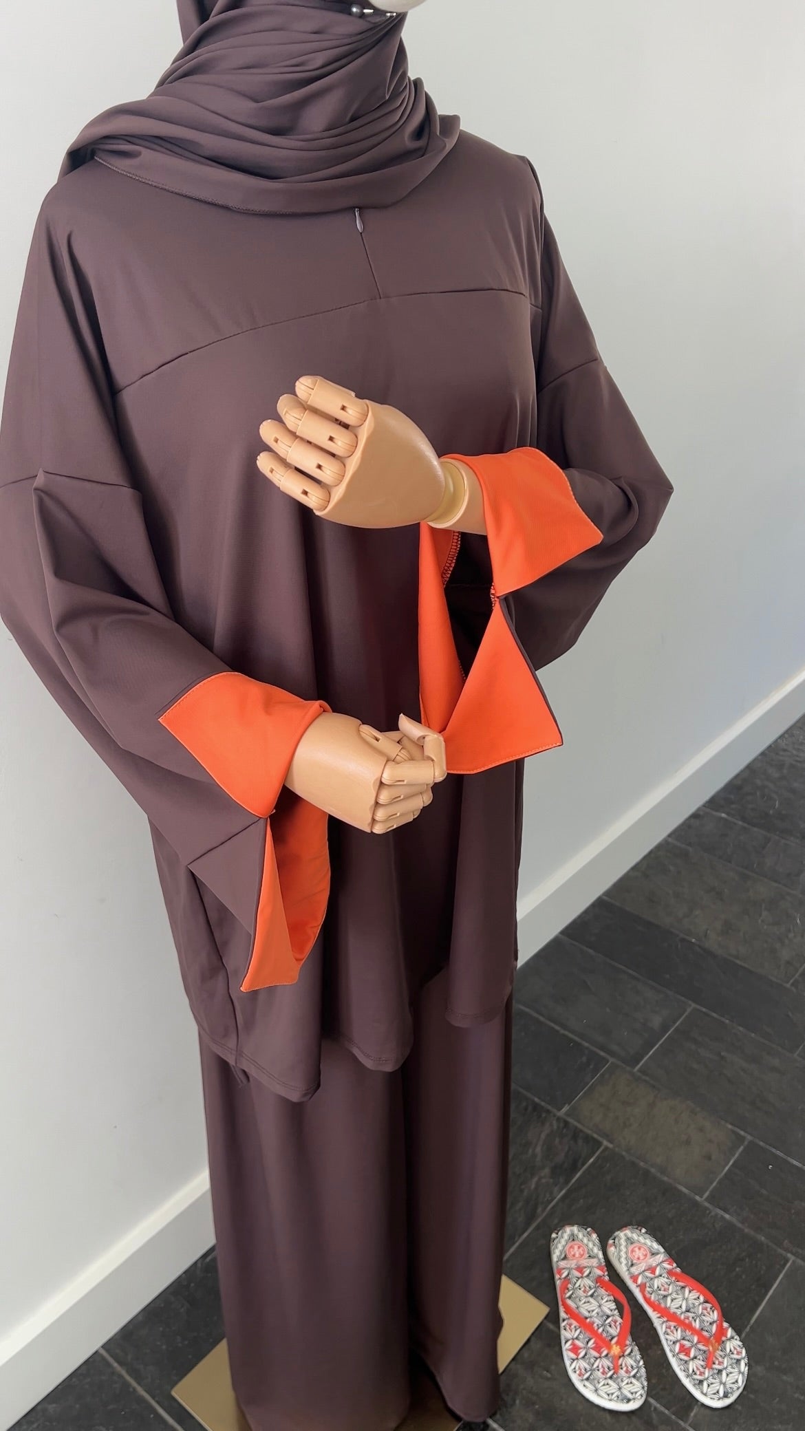 SLEEVE BURKINI CHOCO/ORANGE