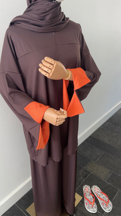 SLEEVE BURKINI CHOCO/ORANGE