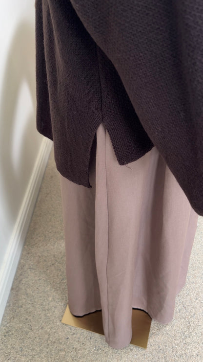 KNIT SCARF PONCHO DARK BROWN