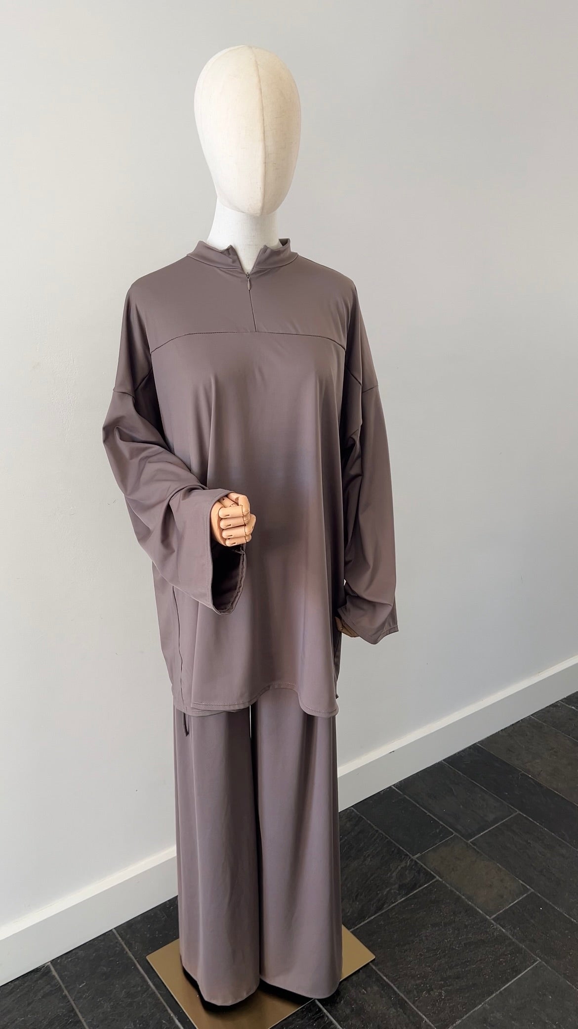 ZIP BURKINI DARK TAUPE