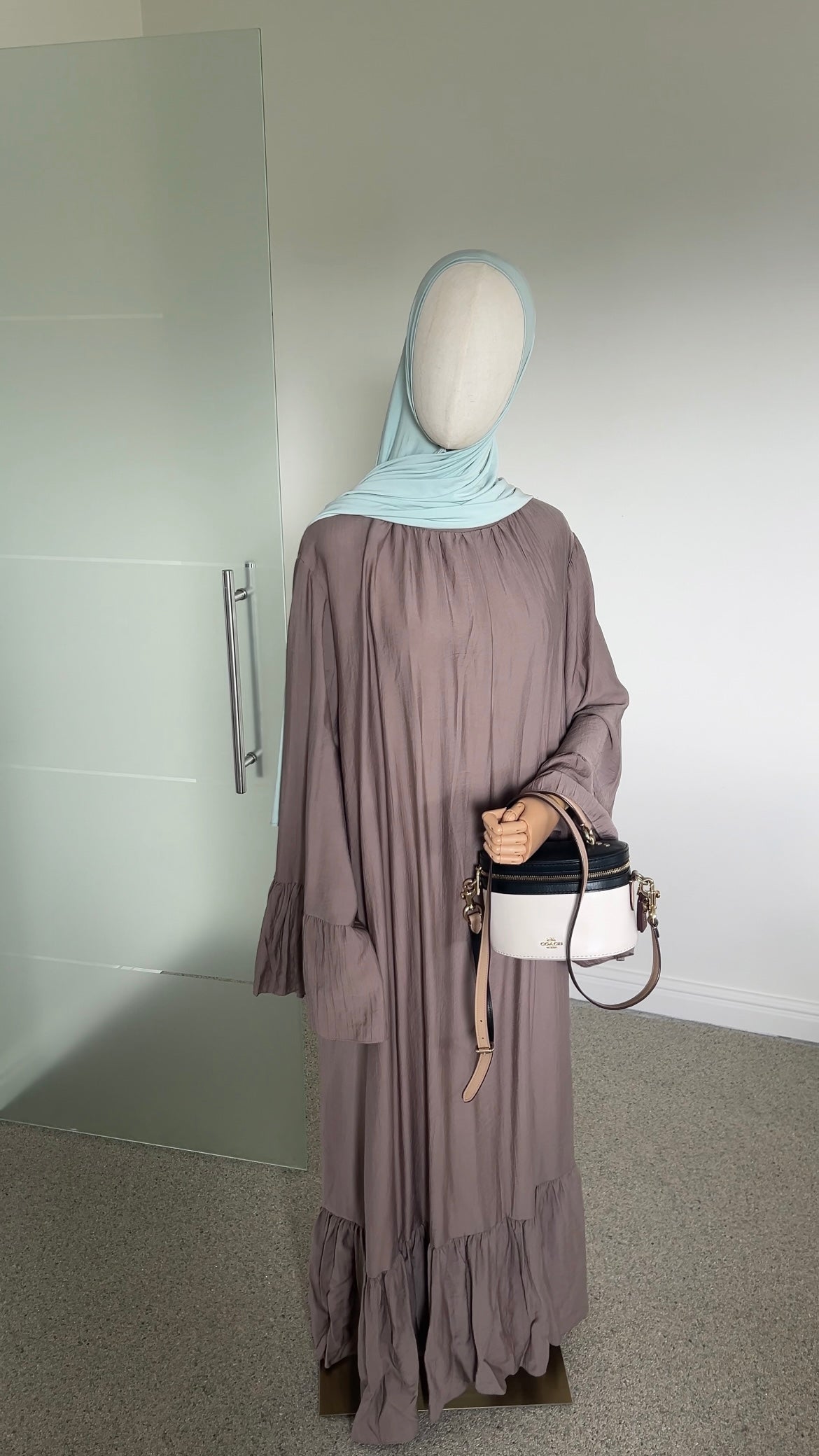 AIRY DRESS DARK TAUPE