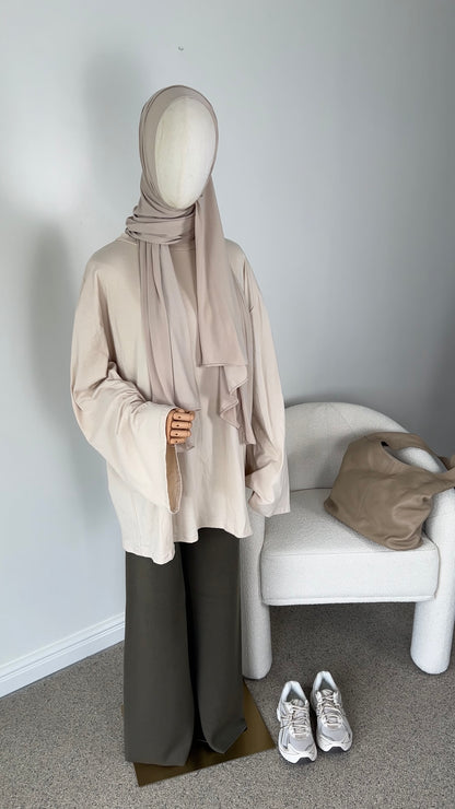 COTTON EXTRA LONGSLEEVE BEIGE