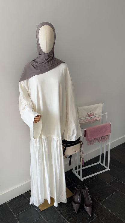 LONGSLEEVE RUFFLE DRESS OFF-WHITE
