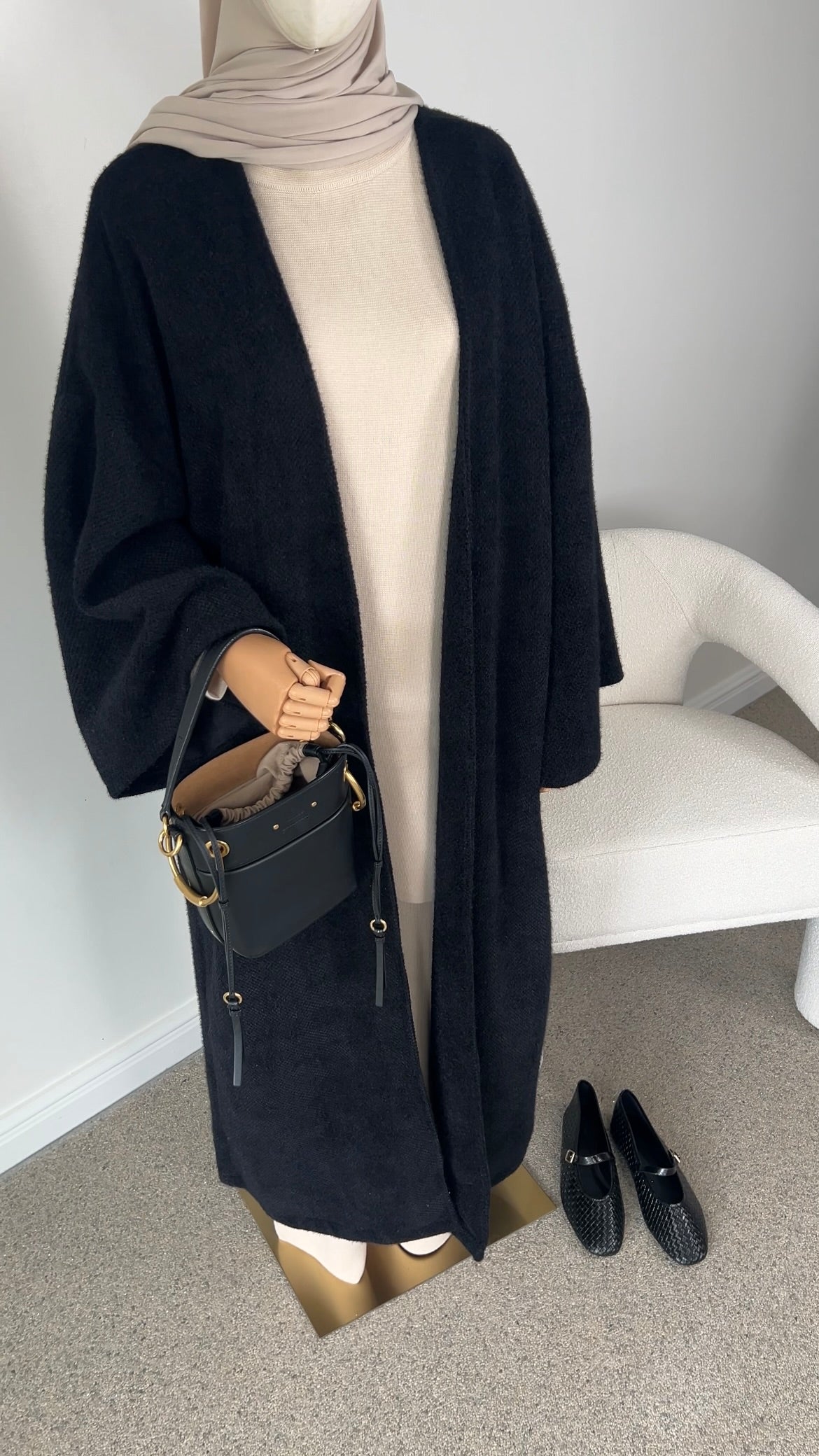 TEDDY ABAYA COAT BLACK