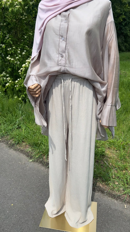 LINEN EFFECT PANTS TAUPE