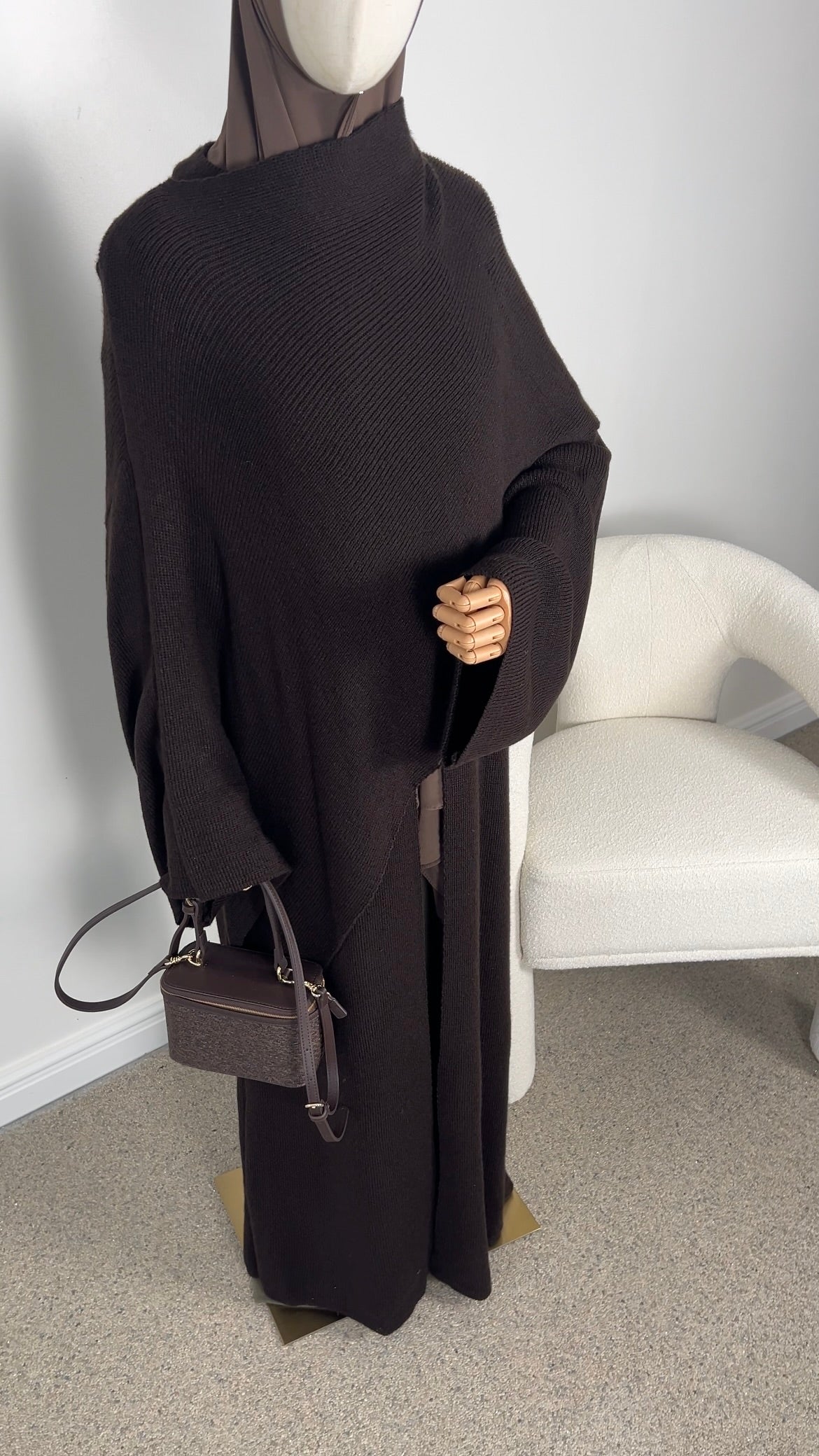 PONCHO ABAYA DARK BROWN