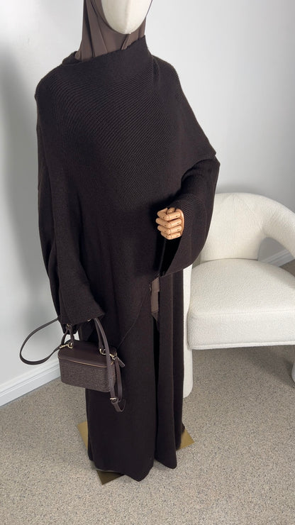 PONCHO ABAYA DARK BROWN