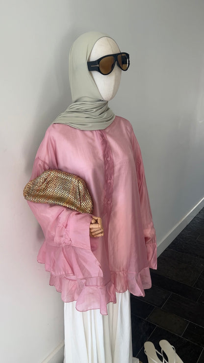 RUFFLE SHIRT ROSE (see through)