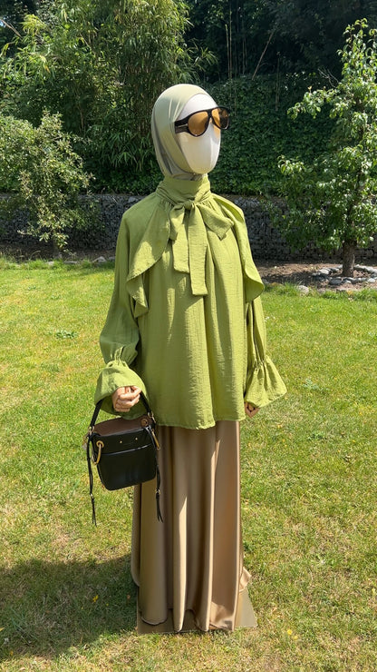 AIRY RUFFLE TOP OLIVE