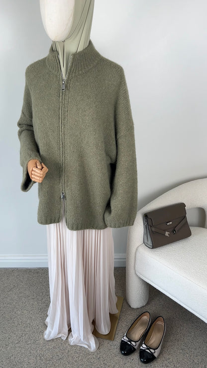 DOUBLE LINED PLISSÉ SKIRT BEIGE