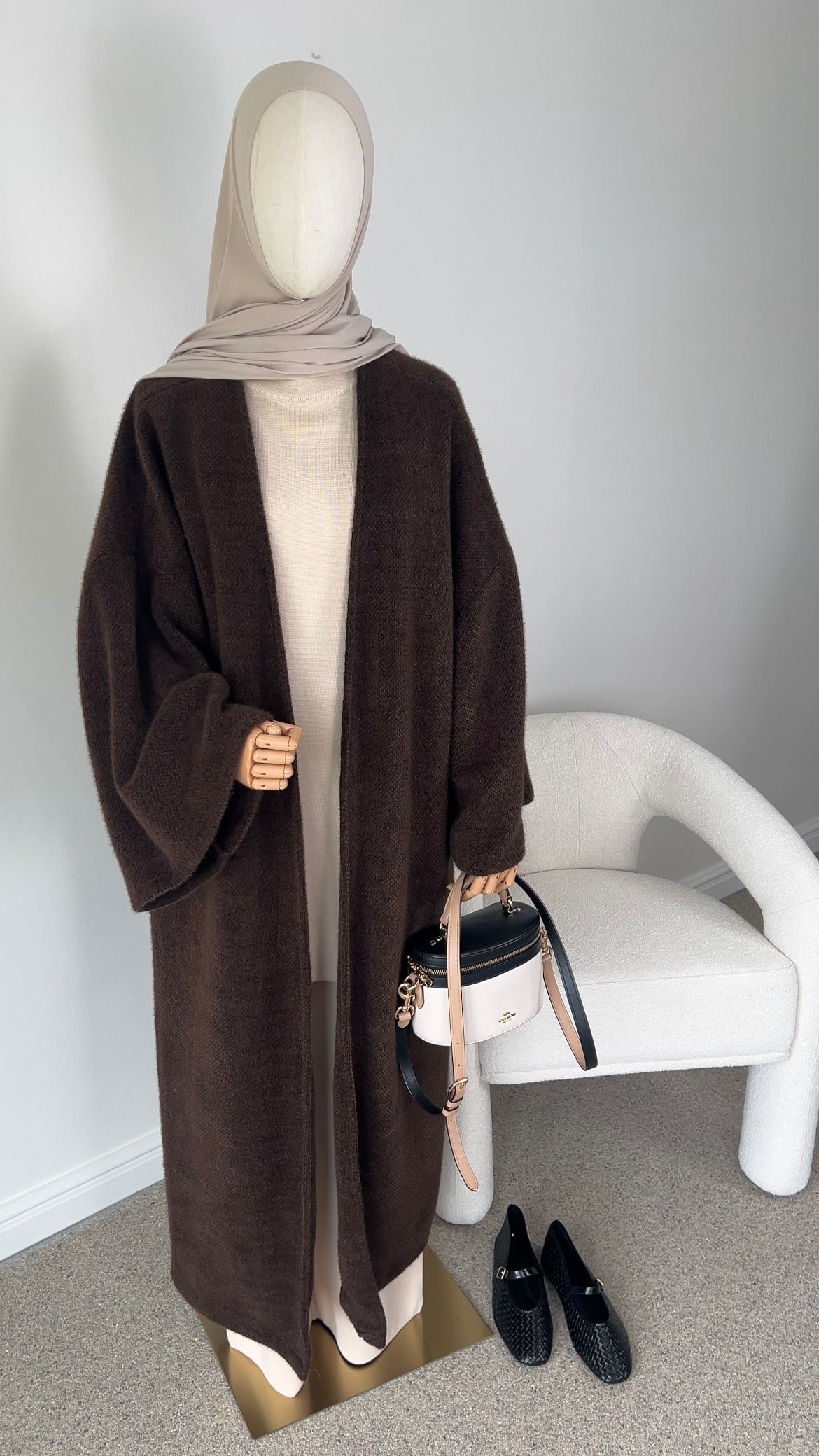 TEDDY ABAYA COAT BROWN