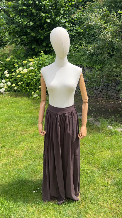 FLOWY SKIRT DARK BROWN