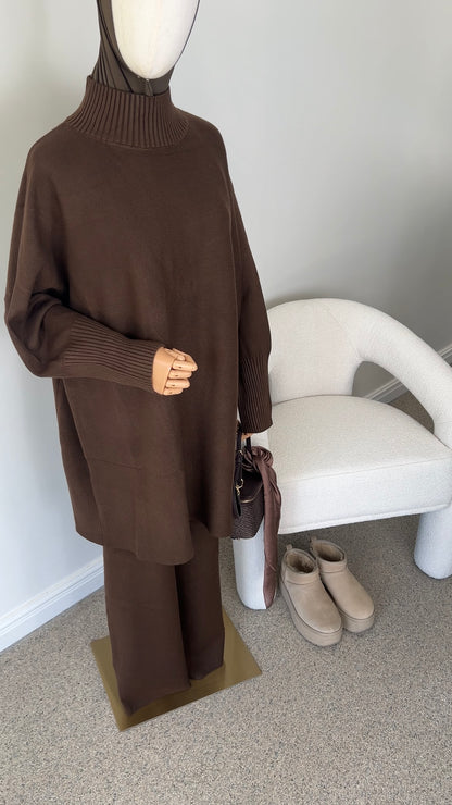ELEGANT KNIT SET BROWN