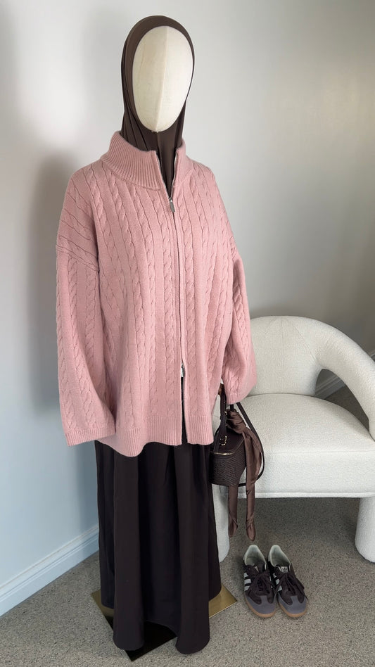 CABLE ZIPPER PINK