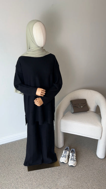 SEAM KNIT SET BLACK